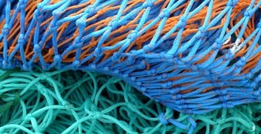 closeup on colorful fishing nets