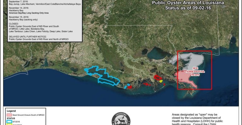 LA oyster season map