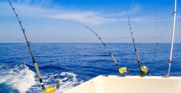 fishing rods on a boat