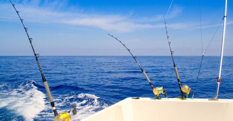 fishing rods on a boat