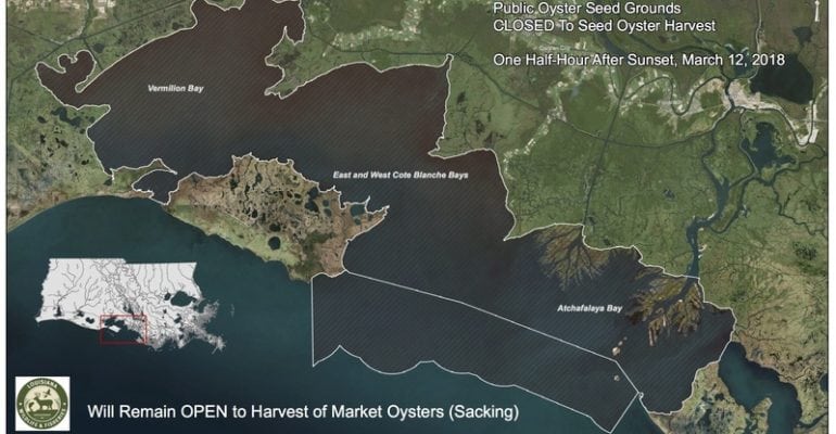 LDWF map of oyster seed grounds closure