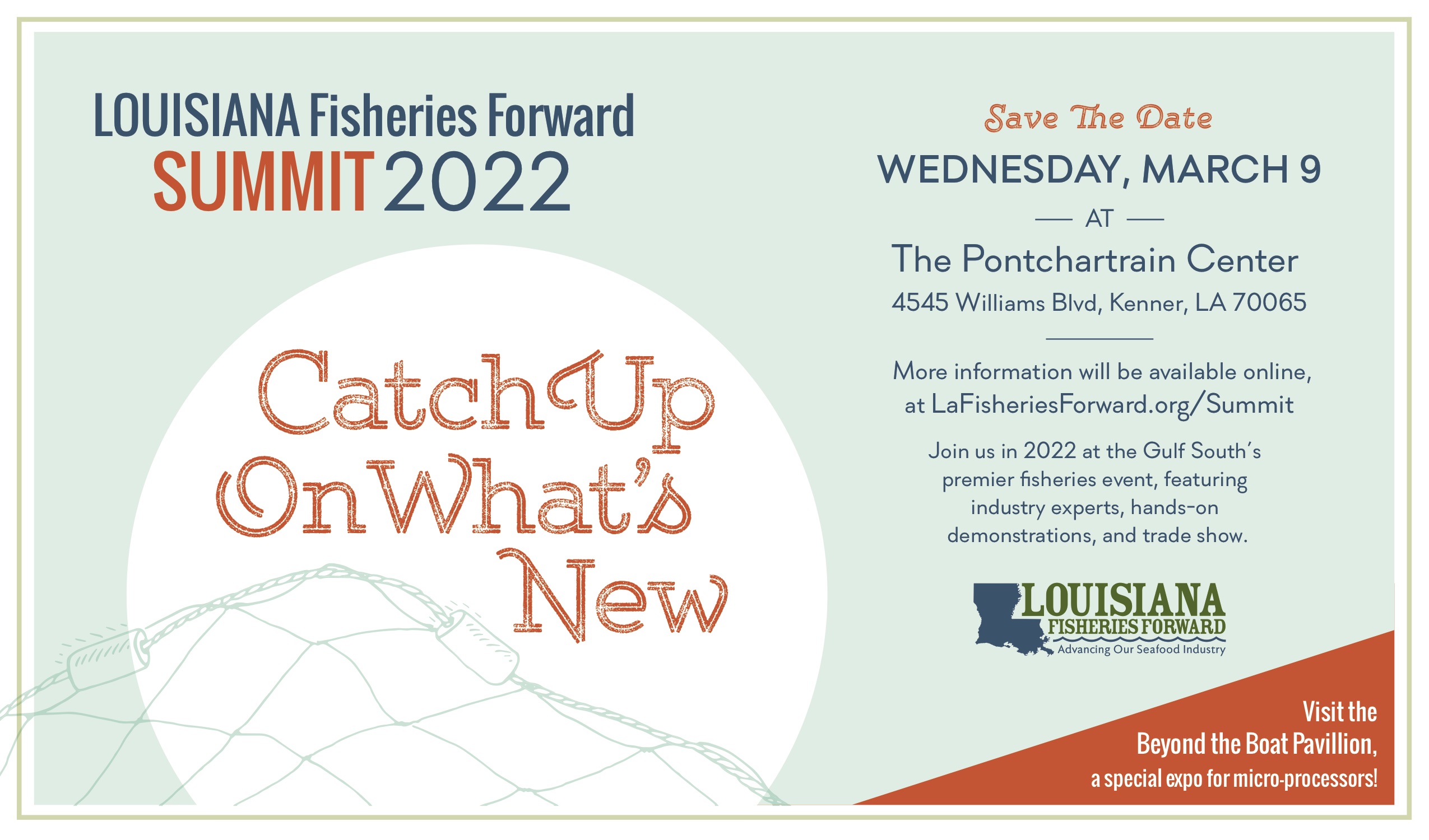 Summit Save the Date card for WEDNESDAY, MARCH 9, 2022 at Pontchartrain Center