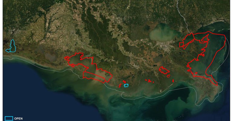 Map of open oyster harvest areas for 2021-2022 season